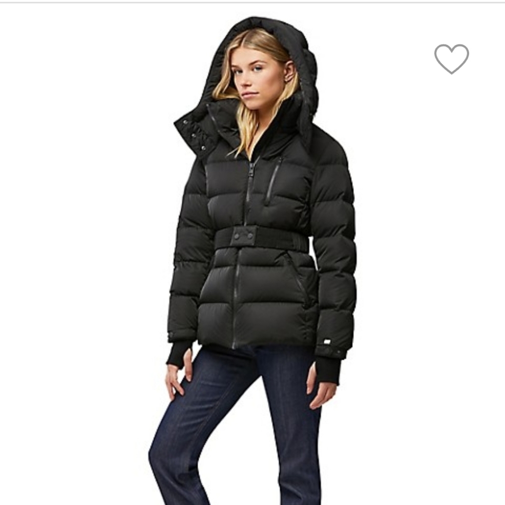 SOIA & KYO hooded Belted Puffer Jacket